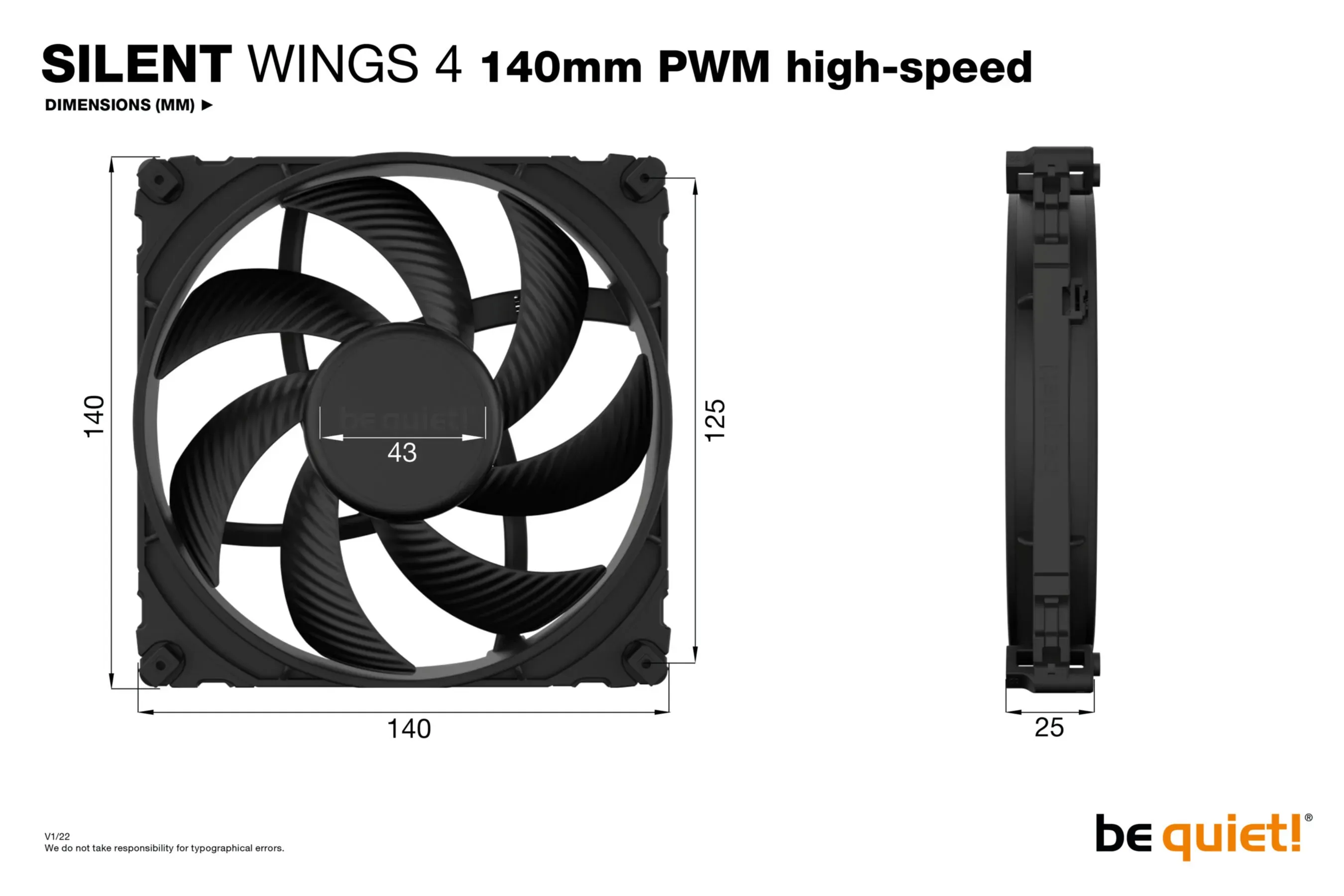 PC- Gehäuselüfter Be Quiet SilentWings 4 140mm PWM high-speed [B-Ware]