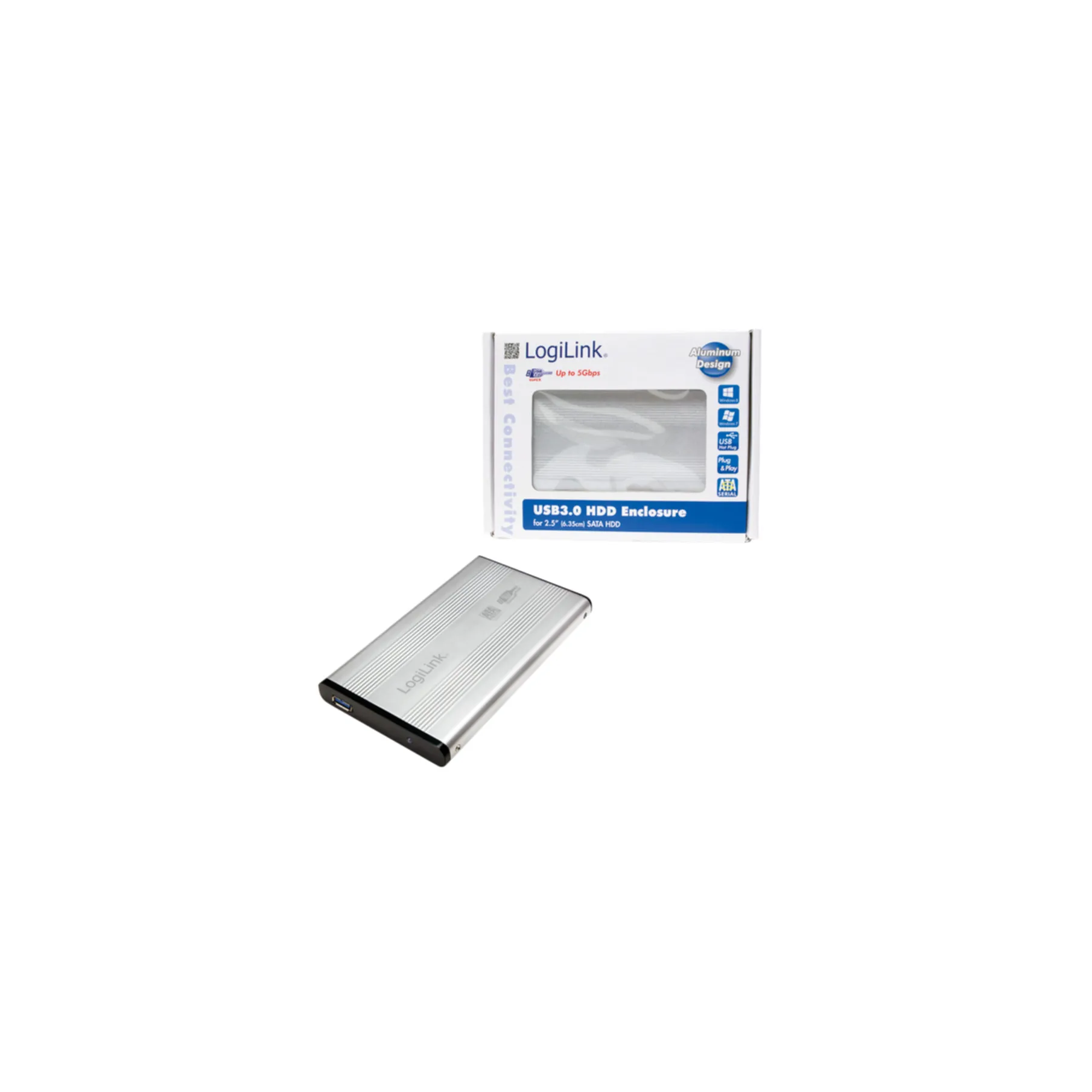 HDD Gehäuse Logilink Speichergehäuse 2,5" SATA Silber USB 3.0 UA0106A