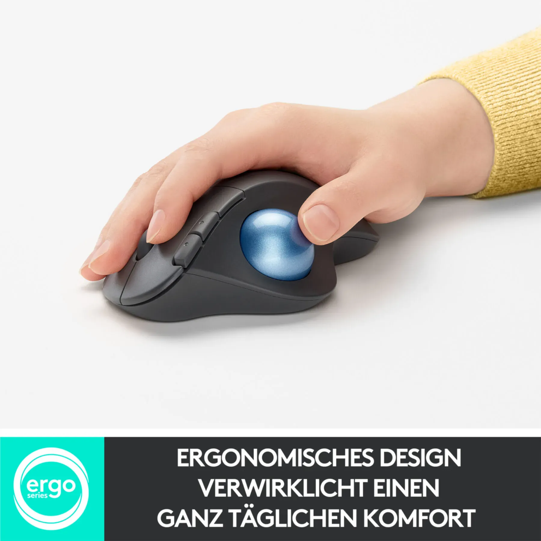 Mouse Logitech ERGO M575 Wireless Trackball Maus - rechts - Trackball - RF Wireless + Bluetooth - 2000 DPI - Graphit (910-005872) [B-Ware]